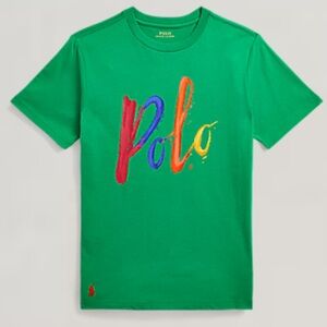 Polo Ralph Lauren GREEN Logo Slim Fit T-Shirt boys XL 18-20